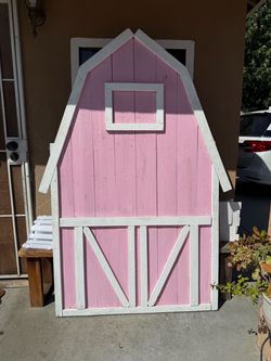 Pink Wooden Barn party prop