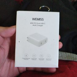 Wemiss dual usb-c charging ports, folding wall plug-in ports