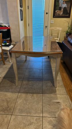 Wood Kitchen Table With Glass Top