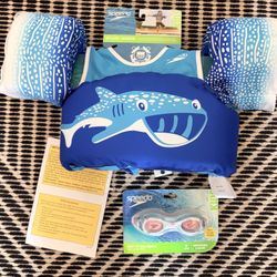 NEW Speedo Ages 3-6 Toddler Swim Safety Gear 30-50 lbs  and Eye Goggles Protection Brand New 