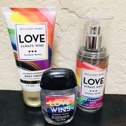 New! BATH & BODY WORKS❤️🧡🌈LOVE WINS🌈💛💚3-pc Mini Set 