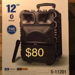 12” Aek Bluetooth trolley speaker With Microphone And LED Display Lights 🔊🎤🎶