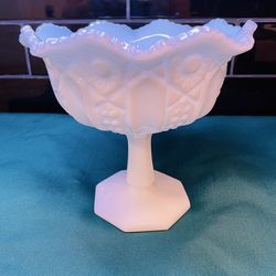Vintage Kemple Hobstar ruffles top pedestal compote.