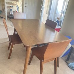 Mid century Style dining Table With Chairs