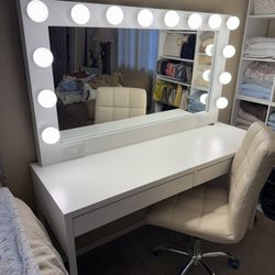 Vanity, Desk, Chair, Shelves