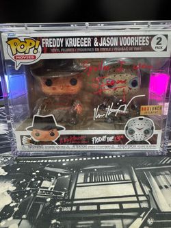 Freddy and Jason Funko Two Pack Signed By Ken Kirzinger