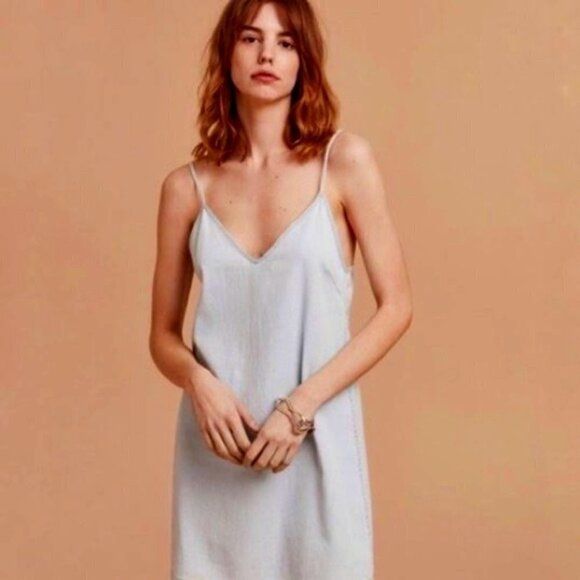 ARITZIA Wilfred Free Light Blue Mini Summer Slip Dress US S 