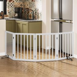 Like New 4 Panel Wood Freestanding Pet Dog Gate 24"H by 72"W