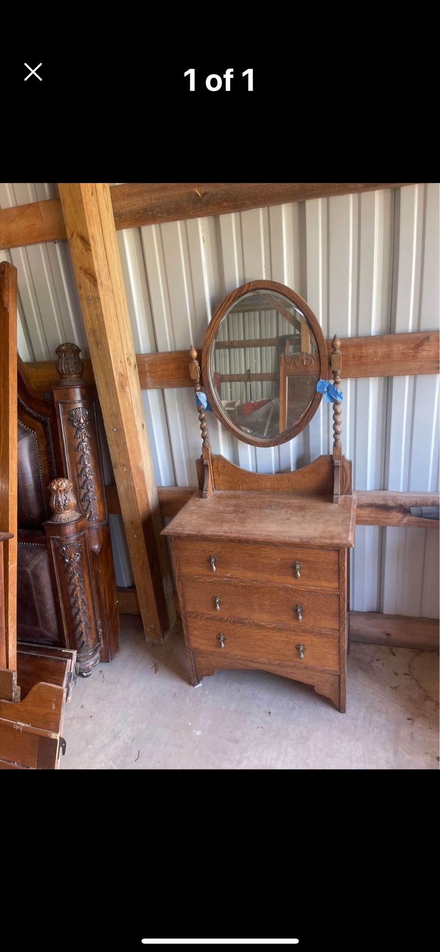 Antique dresser oval mirror