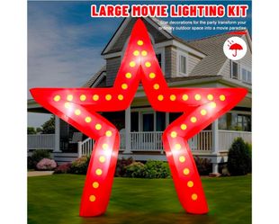 Preboun 10 ft Movie Night Party Decorations Inflatable Large Blow up Star Sign with LED Light