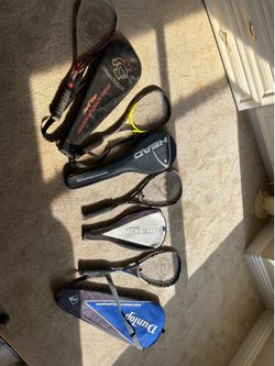 Squash rackets and balls