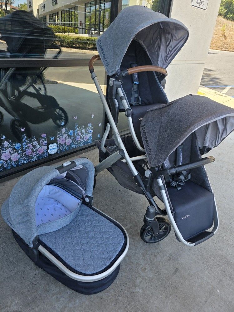 Uppa Vista Double Stroller W Bassinette 