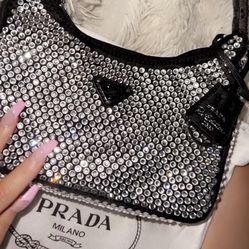 Prada Re Edition 2000 Satin Mini Bag With Crystals
