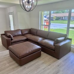 New Leather Cloud Couch Modular Sofa