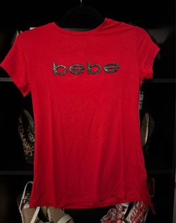 Bebe red and black top