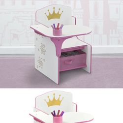 New Princess White Kids Desk With Storage 