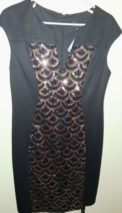 Midi blk mermaid sequined dress new w/tags