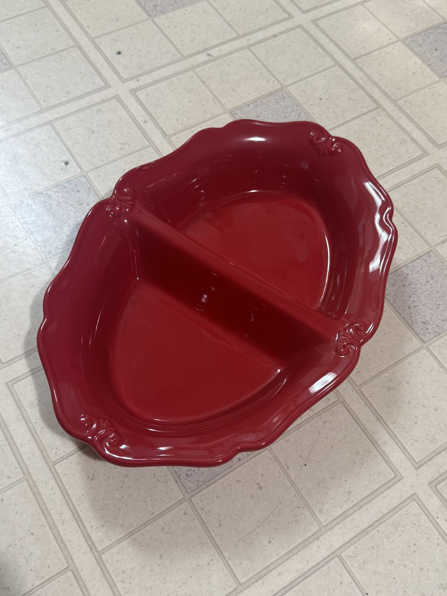 Brand New Princess House Oval 13” Serving Tray/Vegetable Dish * Berry red*