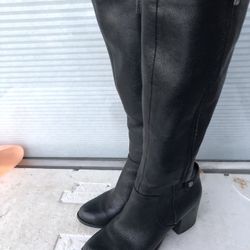 Franco Sarto Women’s Black Leather Knee-High Double Zip Boots Size 6M