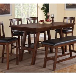 Brown Counter Height Dining Table Set (Free Delivery)