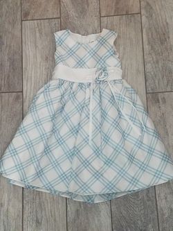 White and blue plaid dress girls size 4