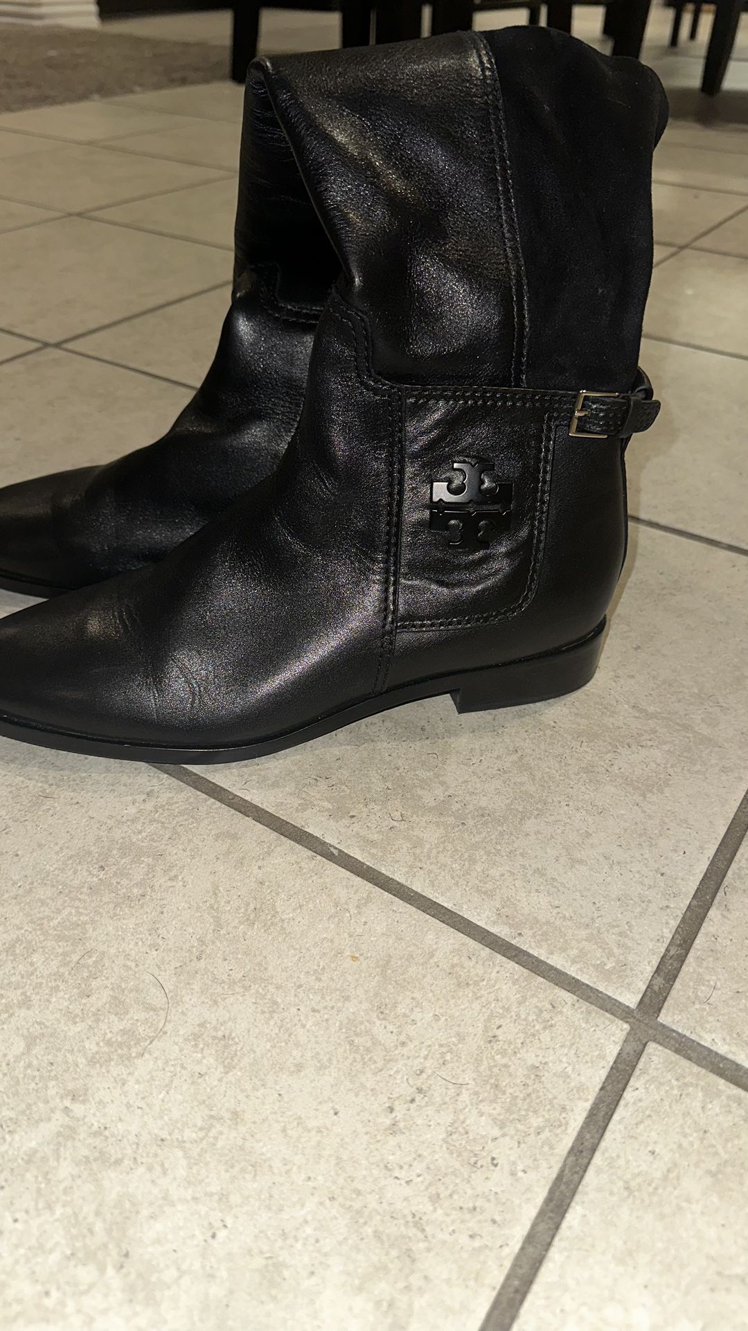 Tory Burch Leather Black Riding Boots Womens 10M
