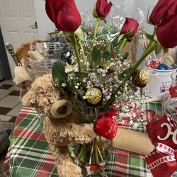 Rose And Teddy Bear Arrangements 