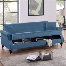 Brand New Blue Adjustable Sofa Storage Sleeper