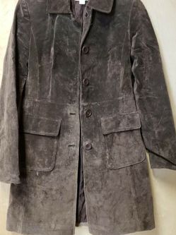 vtg ATL STUDIO Women Brown Leather Trench Coat size 0