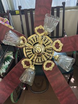 Ornate Brass Ceiling Fan with Light Kit