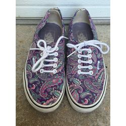 Vans Shoes Flat Sneakers Purple Paisley Design Women’s US sz 8 men’s 6.5