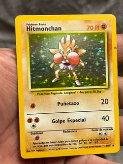 Pokemon TCG  Hitmonchan Base Set 7/102 holo Rare Unlimited 1999 WOTC Spanish MP
