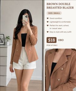 Brown double-breasted blazer