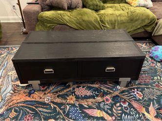 Black Wood Coffee Table with Two Drawers