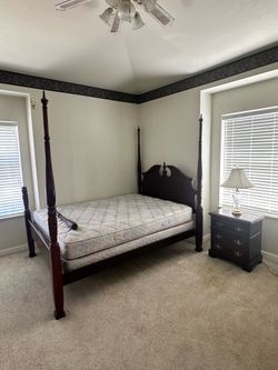 Queen bed frame and mattress