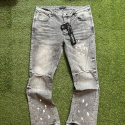 Purple Jeans Gray Flared paint all sizes