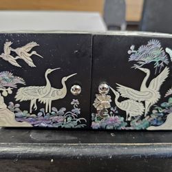 Korean Style 4 Drawer Jewelry Box. With Pearl Inlay And Felt Red Lining