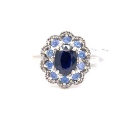 14Kt White Gold Diamond Sapphire Ring 3.30g Size 7 21968784