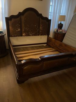 California king solid wood bed frame