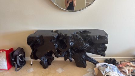 Z Gallerie Black Lacquered Tree Root Console Table