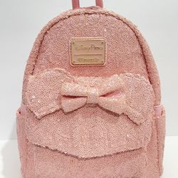 NWT Disney Pink Millennial Sequins Bow Loungefly Mini Backpack