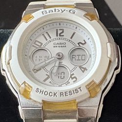 Casio Baby-G BGA-110 White Resin Quartz Sport Watch Analog Digital Shock-Resist…