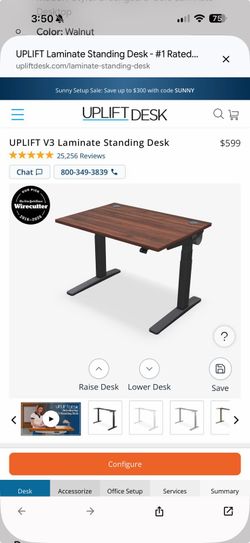 NEW Brand New in Box: UPLIFT Desk 72" x 30" Laminate Desktop (Walnut)