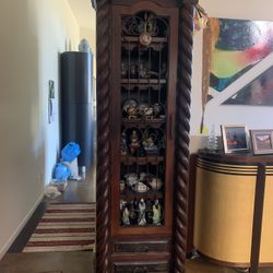 Antique Solid Wood Spanish Wine Cabinet 