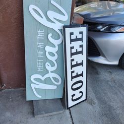 meet Me At The Beach wood Sign $8 coffee Metal Sign $7
