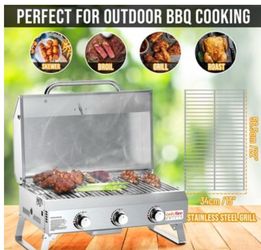 Onlyfire 3-Burner Tabletop Gas Grill (TOP2208-GS307SSb) NEW