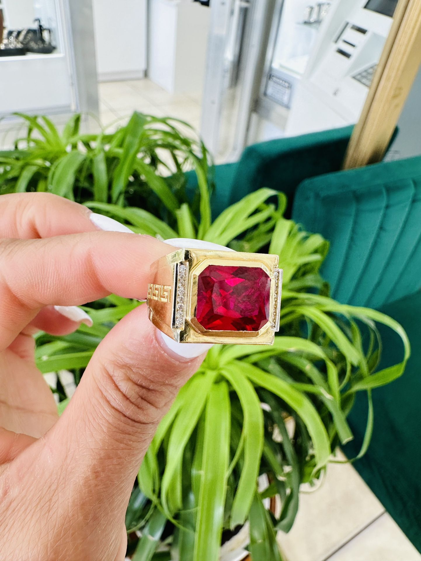 14k Red Stone Ring 