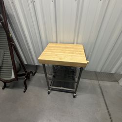Origami Rolling Kitchen Island Cart with Butcher Block Top 