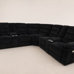 BLACK CORDUROY RECLINER SECTIONAL 🖤 Seccional Reclinable De Corduroy Negro