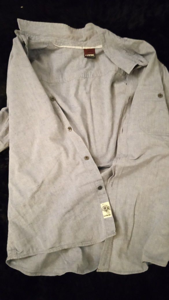 Tony Hawk Gray Long Sleeve Button Up Shirt. Large
